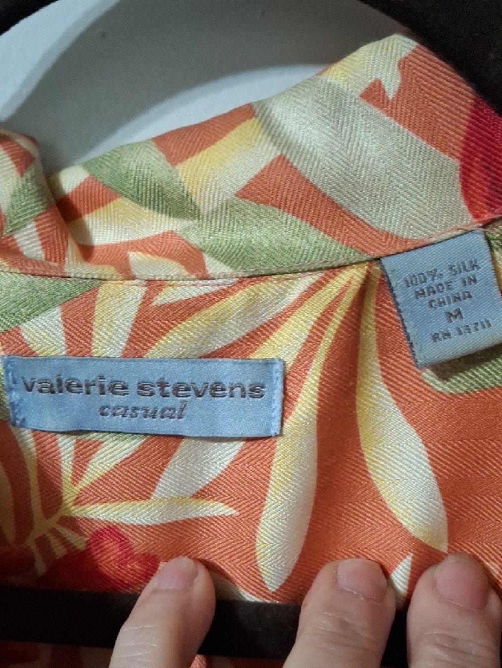 Valerie Stevens Orange Floral Camp-Collar Button-Front Shirt (Mis174) - Picture 2 of 3